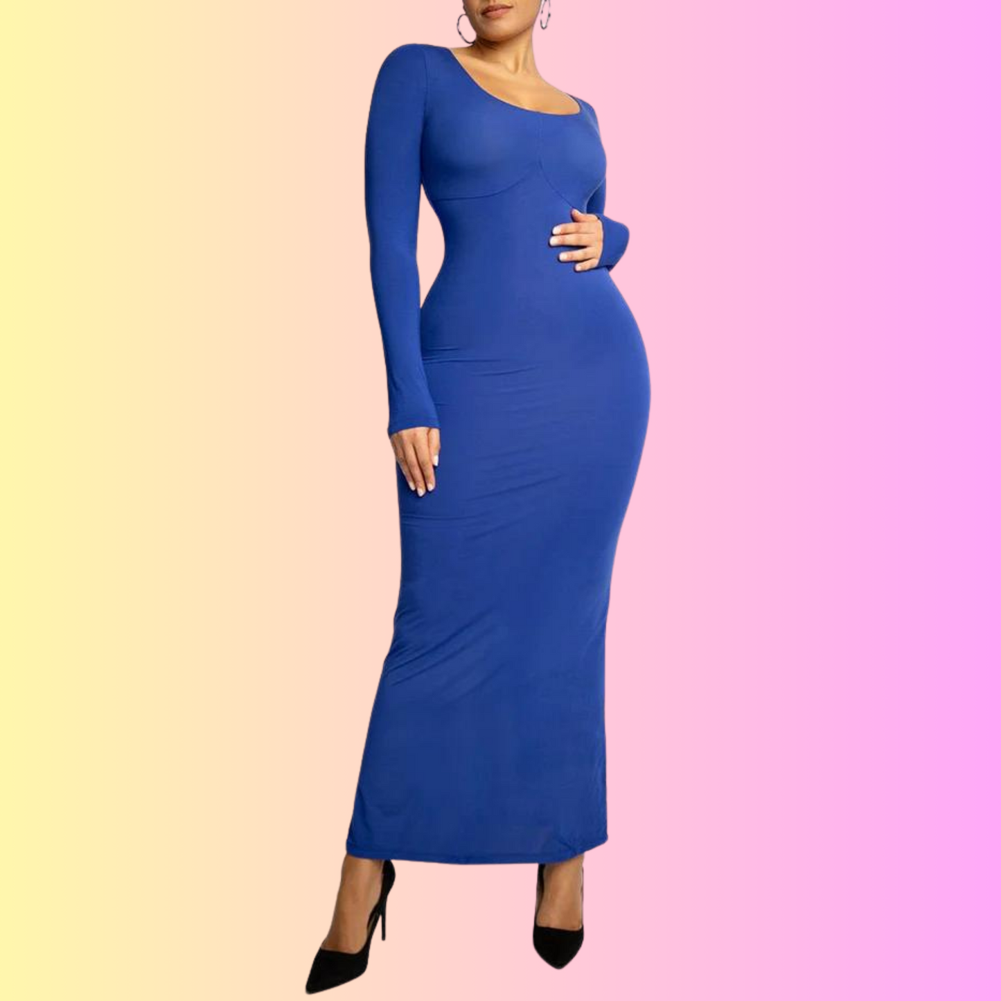 Long-sleeve Maxi Dress with built in Shapewear