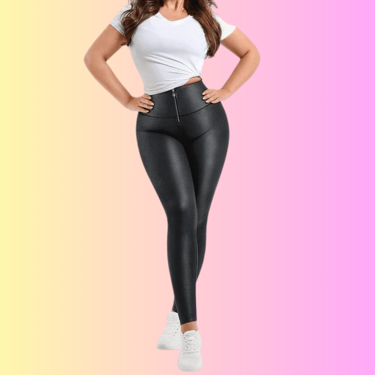 Faux Leather Shapewear Leggings