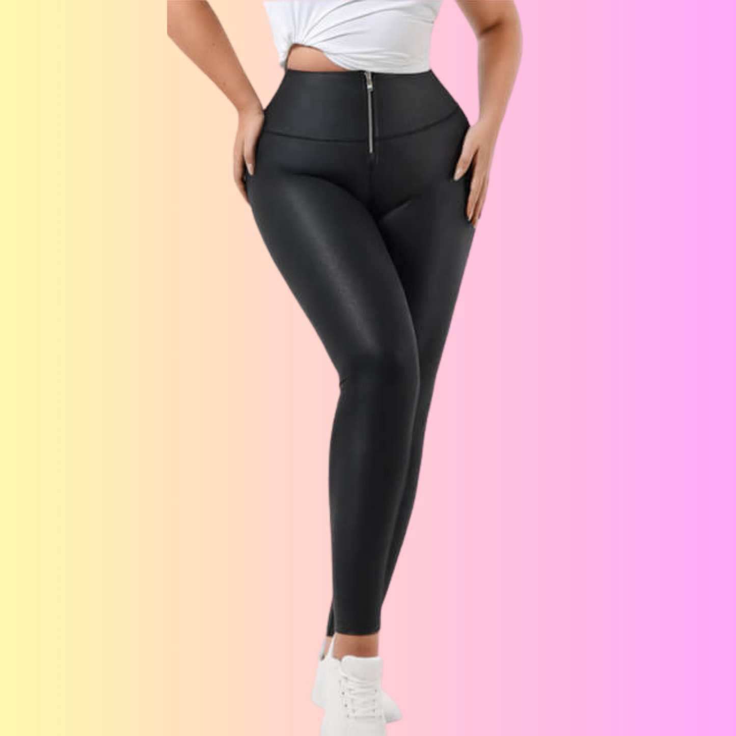 Faux Leather Shapewear Leggings