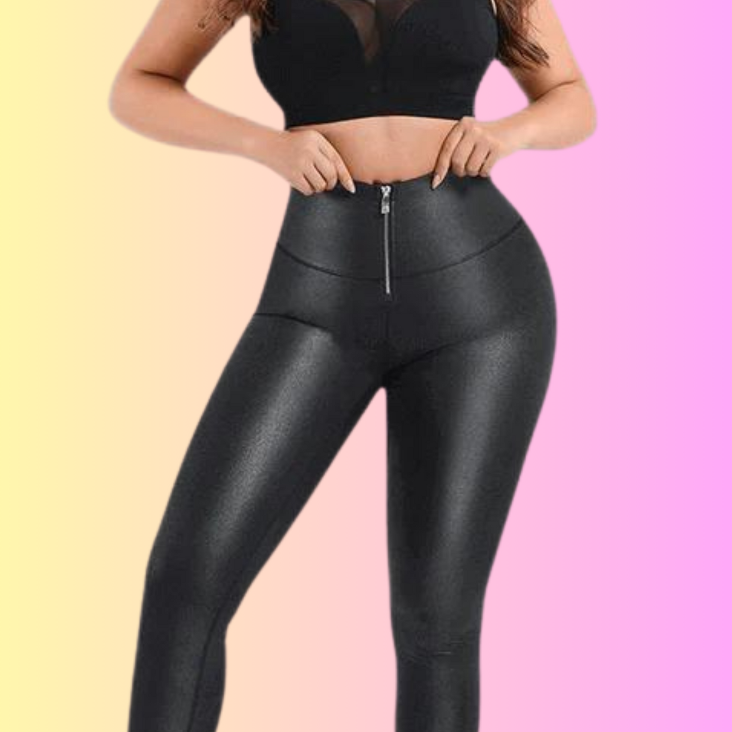 Faux Leather Shapewear Leggings