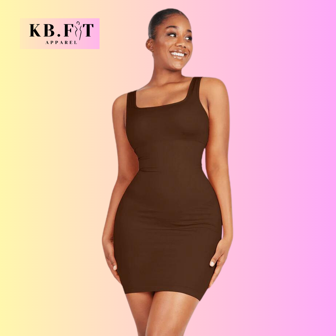 Square-neck Shaping Mini Dress