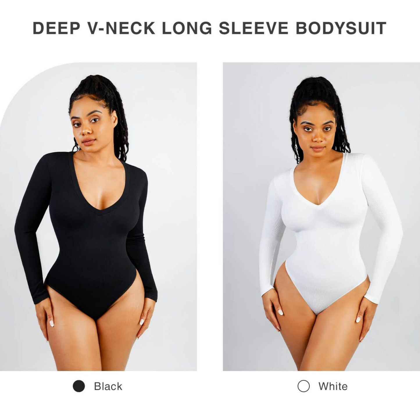 Basic Long-sleeve V neck Shaping Bodysuit