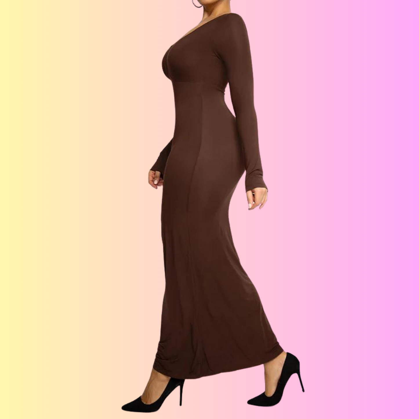 Long-sleeve Maxi Dress with built in Shapewear